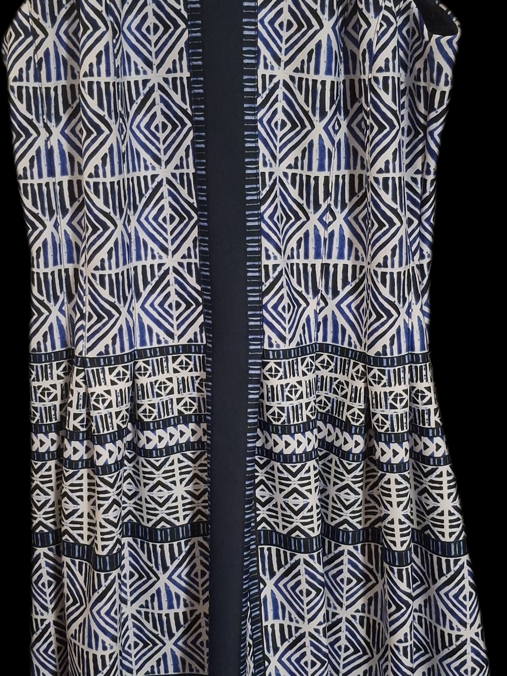 Vince Camuto Navy and White Geometric A-Line Skirt